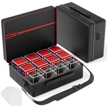 Imagem de Caixa de baralho com estojo portátil, pacote com 12 caixas transparentes Commander Deck com 12 divisórias, comporta mais de 1200 cartas de manga dupla, adequada para MTG, YuGiOh, TCG