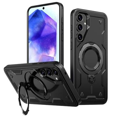 Imagem de SORAKA Capa para Samsung Galaxy A55 5G com suporte,compatível com MagSafe,Capa Galaxy A35 5G com chapa de ferro Capa resistente que absorve choques Proteção contra quedas de nível militar