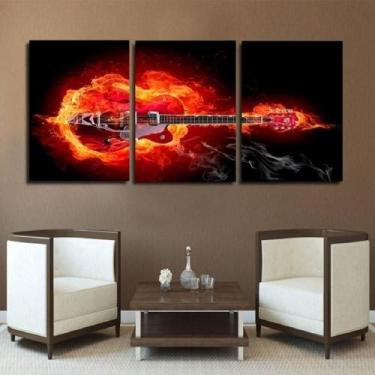 Imagem de Quadros Decorativos Guitarra Em Chamas 120 X 60 Cm - Templacas