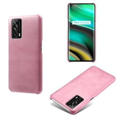 Imagem de Capa para OPPO Realme X7 Pro,Proteção contra quedas,Casca de volta de cor sólida simples,Design de couro de imitação de plástico-Pink
