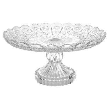 Imagem de Centro Mesa Fruteira Boleira Em Vidro Transparente Bohemia