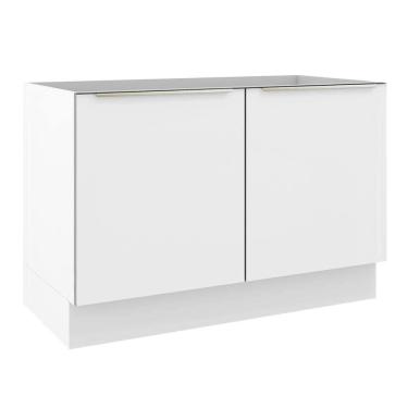 Imagem de Balcão Gabinete De Pia 120 Cm 2 Portas Branco/Branco Veludo