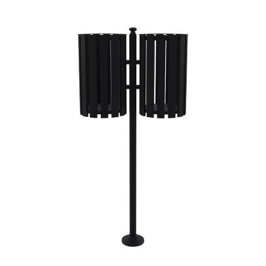 Imagem de Lixeira de Rua Pátios Parques Dupla Tubular Preta 151cm