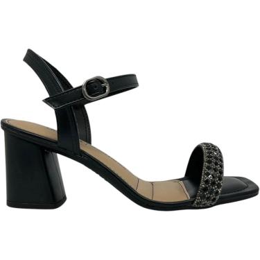 Imagem de Sandália Feminina Casual Social Dia a Dia Passeio Trabalho com Strass Salto Grosso Conforto Dakota Y9764