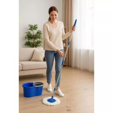 Imagem de Mop Giratório 360º com Balde Duplo Mop Giratório Rodo Limpeza Balde Du