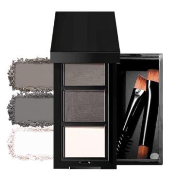 Imagem de Kit de pó para sobrancelhas WantuoLuo Matte Taupe Grey com pincel