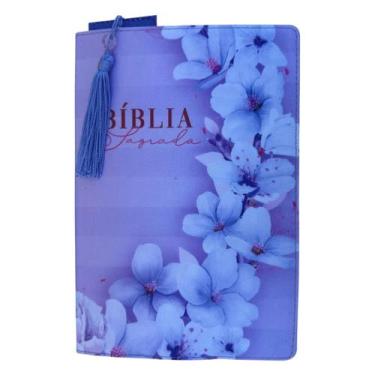 Imagem de Bíblia sagrada Orquídeas lilás + Marca paginas glitter lilas  harpa cr