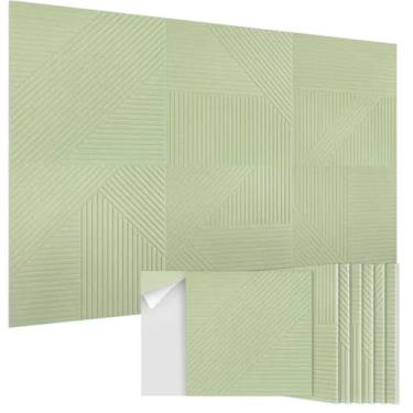Imagem de EVENRISING Painéis acústicos pacote com 6, painéis de parede à prova de som 23,6 x 23,6 polegadas, grandes painéis decorativos de absorção de som, tratamento acústico autoadesivo para escritório de