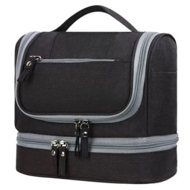 Imagem de Nécessaire Bolsa De Viagem 3 Divisórias Impermeável Com Alça Portátil (Preto)