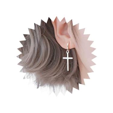 Imagem de Aneneiceera Brincos de cruz boho de ouro simples brincos pendentes de cruz brincos de argola vintage joias de casamento para mulheres e meninas, Metal