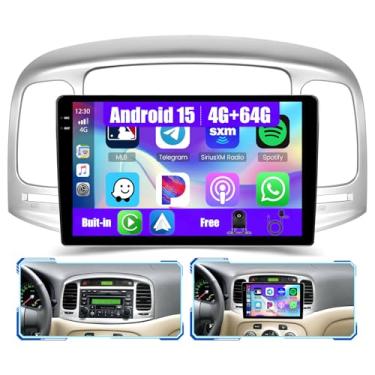 Imagem de Inefala [4G + 64G] Rádio veicular Android 15 para Hyundai Accent 2006-2011 com carplay sem fio/Android Auto, tela sensível ao toque HD de 9 polegadas, som automotivo com GPS, Bluetooth, WiFi, FM/RDS