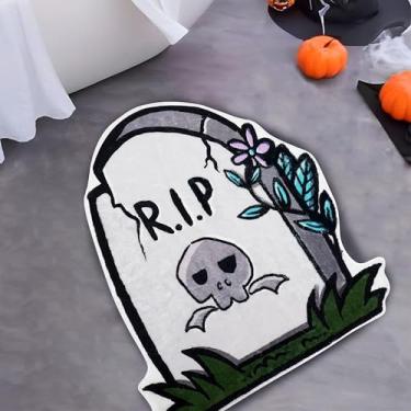 Imagem de aienssfwe Tapete de banho de Halloween engraçado e assustador, tapete de banheiro, antiderrapante, absorvente, tapete de banho de Halloween para banheiro, banheira, casa, cozinha, porta da frente