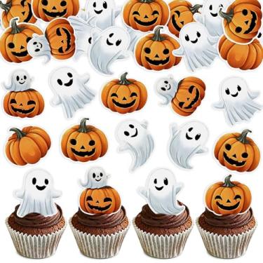 Imagem de 40PCS Edible Halloween Cupcake Toppers Edible Wafer Paper Ghost Baby Boo for Baby Shower Kids Theme Birthday Party Cake Decorations Supplies blue