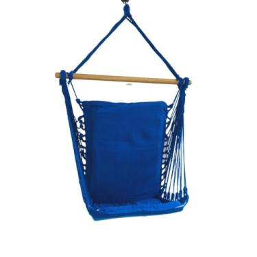 Imagem de Rede Cadeira De Balanço Suspensa Algodão Tecido Reforçado Suporta 120Kg Para Áreas De Lazer Em Casa Balanço Suspenso Combina Com Decoração Diversa(Azul)