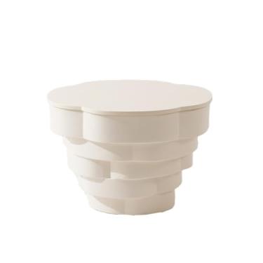 Imagem de Mesa central nórdica moderna simples nuvem mesa de centro pequeno apartamento sala de estar estilo creme mesa redonda baixa mesa de centro mesa de quarto (C)