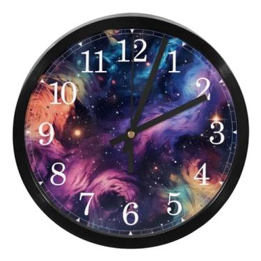 Imagem de LILINWAN Relógio de parede 24 cm sem tique-taque silencioso operado por bateria relógio de parede redondo moderno estilo simples decoração relógio para escritório/escola/quarto/sala de estar