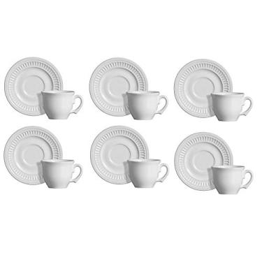 Imagem de Conjunto 6 Xicaras Chá C/Pires Poppy Branco Scalla Ceramica