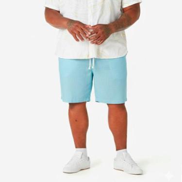 Imagem de Bermuda de Linho Plus Size Masculino Short Mauricinho Elástico com Cor