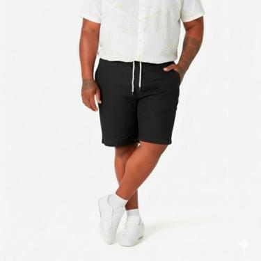 Imagem de Bermuda de Linho Plus Size Masculino Short Mauricinho Elástico com Cor