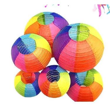 Imagem de Balão Luminária em Papel Colorido - 1 Unidade para Decoração de Festas
