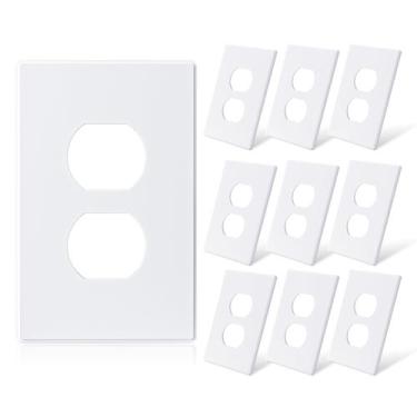 Imagem de Placas de parede ELEGRP Matte White 1-Gang Screwless (pacote com 10)