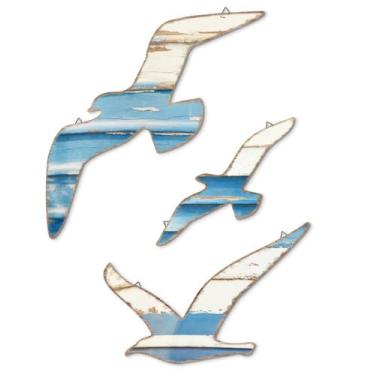 Imagem de Putuo Decor Seagull para pendurar na parede, 3 peças, tema de praia de