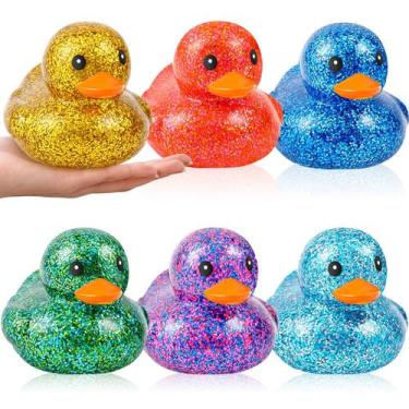 Imagem de Sortimento de pato de borracha Deekin Glitter de 9 cm para banho infan