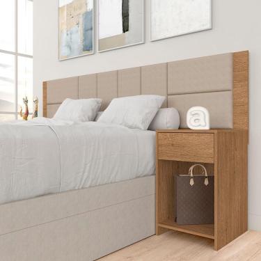 Imagem de Cabeceira Estofada Para Cama Casal Dubai Carv/bege - M. Arapongas