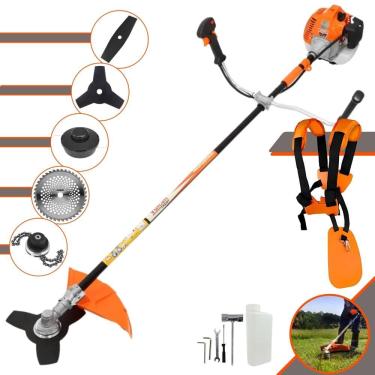 Imagem de Podador de Cortar Grama Vulcan VR520-H À Gasolina 2T 2,5HP 52cc Com Lâmina Facão + Lâmina 3 Pontas + Disco 40 Dentes + Trimmer + Carretel de Nylon