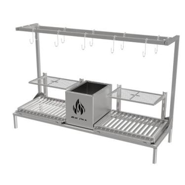 Imagem de Churrasqueira Parrilla Dupla Para Alvenaria 108X34 com Firebox + 2 Gre