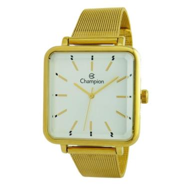 Imagem de Relógio Champion Feminino Ref: Cn21363h Retangular Mesh Dourado