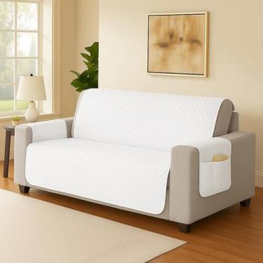 Imagem de Protetor de Sofá 2 Lugares Pequeno com Bolso Porta Objetos  Microfibra