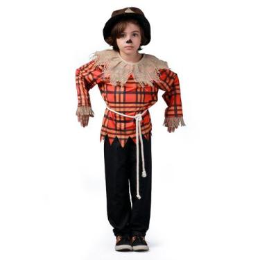 Imagem de Fantasia Infantil Espantalho com Chapéu e Camisa Xadrez - Sulamericana