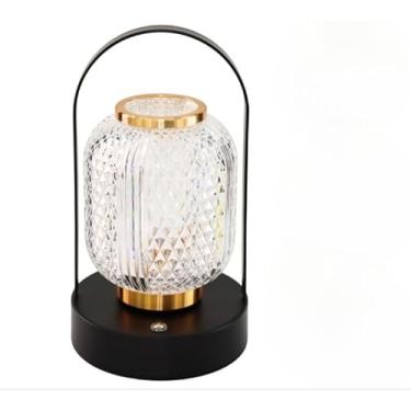 Imagem de Luminaria de Mesa, Luminaria de Mesa Quarto, Abajur Touch RecarregáVel com AlçA Inox Luz Branca Ajuste Intensidade, 12×21cm