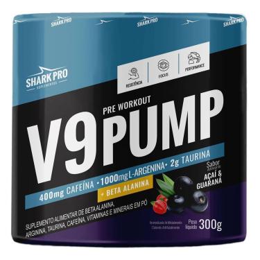 Imagem de V9-Pump Pre Workout + L-Arginina - 300g Açaí & Guaraná - Shark Pro-Unissex