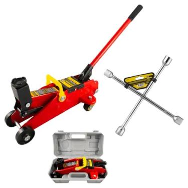 Imagem de Kit Macaco Jacaré 2 Tolenadas Portátil Maleta + Chave De Roda 4 Bocas 17, 19, 21 e 23 mm Universal Portátil P/Carro Eda