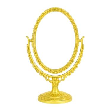 Imagem de Espelho de Mesa Oval Princesa P/Maquiagem 360°g (Dourado)