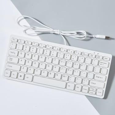 Imagem de Teclado com fio, design fino com teclado USB, plugue e uso compacto para laptops, desktops, compatível com os principais sistemas