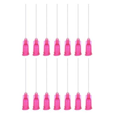 Imagem de 50 agulhas de plástico de 25 g com trava Luer, tubo de agulha de aço de 3,8 cm, ponta cega de plástico resistente ao calor PP para pistola de cola líquida, vermelho