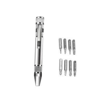 Imagem de Conjunto de chaves de fenda multifuncional 8 em 1 – ferramentas de reparo de liga de alumínio de precisão, portátil e conveniente para suas necessidades de fixação, prata