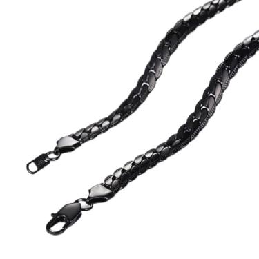 Imagem de Colar para mulheres e homens, aço inoxidável, grosso, corrente de cobra, delicada, banhado a ouro/preto/prata, hip hop, gargantilha masculina, 20inch, Aço inoxidável, Sem Pedra Preciosa