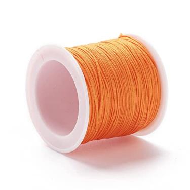Imagem de 100 jardas 0,8 mm cordão de contas de nylon chinês cordão de macramê rabo de rattail fio de contas para fazer joias, pulseiras da amizade, suprimentos de artesanato DIY (laranja)