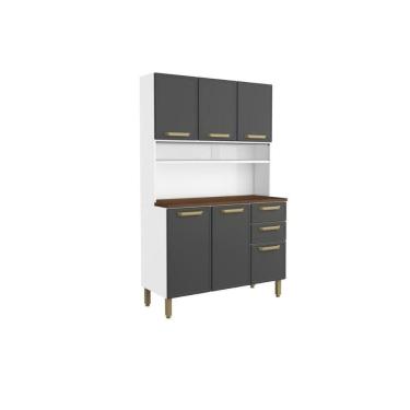 Imagem de Kit De Cozinha Compacta Bella C- 6 Portas E 2 Gavetas 120cm Grafite - Bertolini