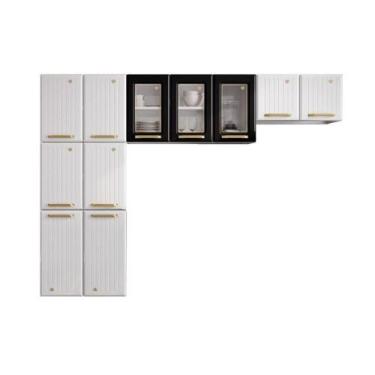 Imagem de Cozinha Compacta Aço 3 Peças Multimóveis Branco-preto - MULTIMOVEIS