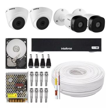 Imagem de Kit Cftv 4 Câmeras Multi Hd 720p 1mp Dvr Intelbras Mhdx 1104