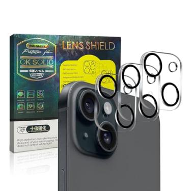 Imagem de Pacote com 1 protetor de lente de câmera para iPhone 15/15 Plus, impressão de tela de seda integrada 3D, vidro 9H, proteção inquebrável compatível com capa [modo de disparo noturno]