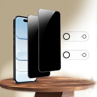 Imagem de Pacote com 2 protetores de tela de privacidade para iPhone Air [6,5 polegadas] + 2 protetores de lente de câmera, proteção contra impacto, vidro temperado privado antiespionagem [dureza 9H]-HD