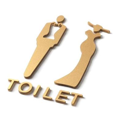 Imagem de Adesivo de sinalização de banheiro 3D, ícones masculinos e femininos, 