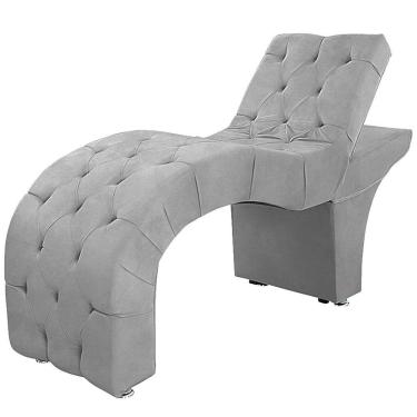 Imagem de Maca Estofada Capitone Reclinável Julia Para Estetica Facial Sombrancelha E Cílios Suede Cor Cinza Claro