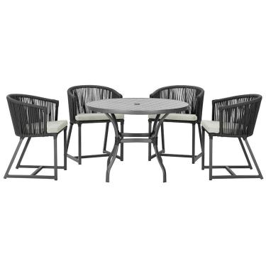 Imagem de Mesa Com 4 Cadeiras E Noronha Estofado 3 Trama Original Preto